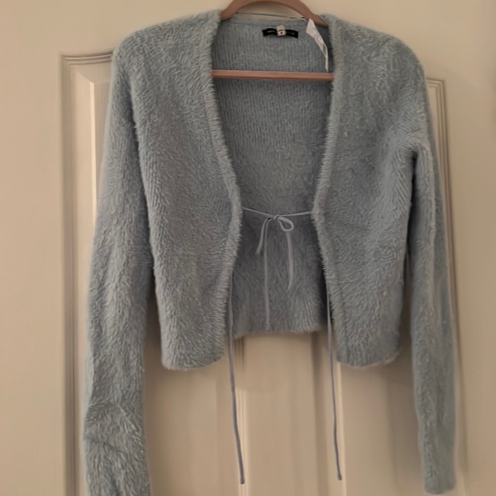 Kendall and Kylie blue fuzzy cardigan